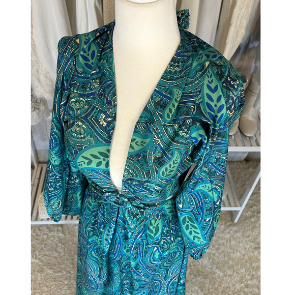 Sunday Up Women's Sz M Blue Multicolor Paisley Backless Halter Midi Dress #0325 - Picture 7 of 13